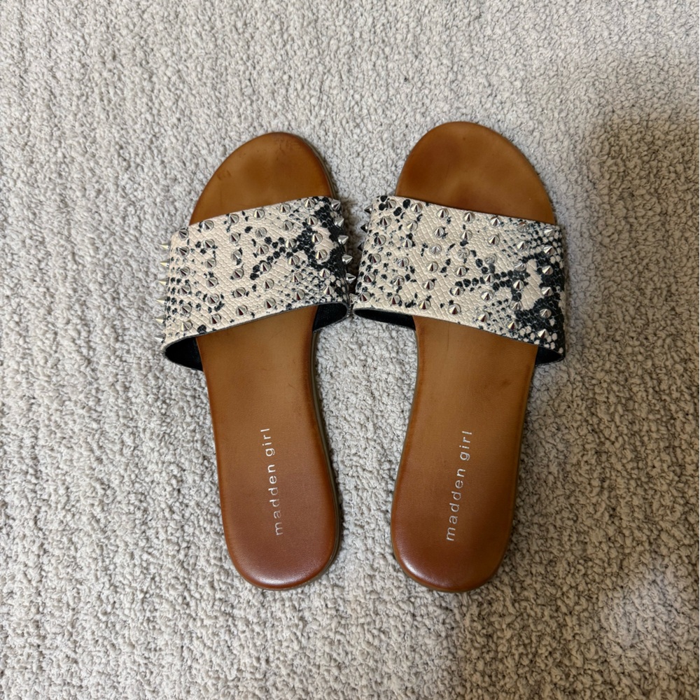 Madden Girl Women's Snake Print Slide Sandals